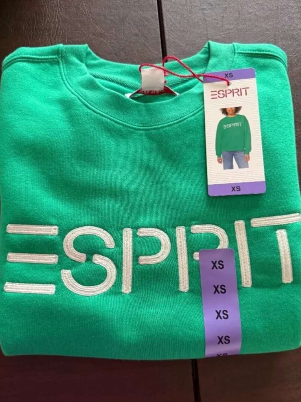 SKIP THE LINES!  Esprit Logo Crewneck Sweatshirt - Green - Size XS (NWT)